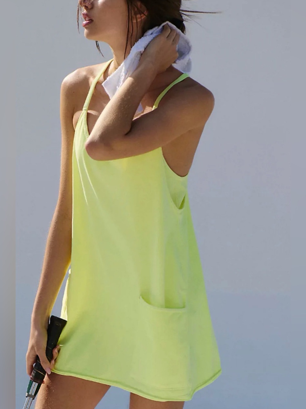 New FP Movement Hot Shot Mini Dress Sour Citrus size small neon - Picture 1 of 6